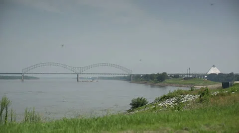 Memphis City Pyramid + Bridge Stock-Footage 27197002