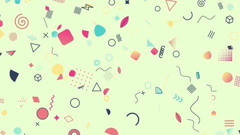 Memphis confetti shapes falling down on mint background Stock Footage 348279393