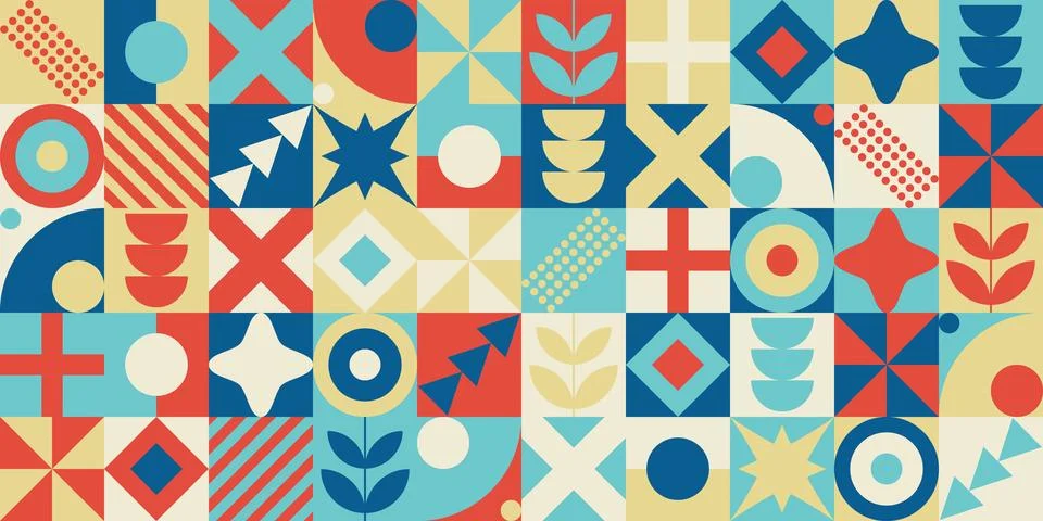 Memphis contemporary repeatable seamless pattern / banner with bold simple イラスト素材