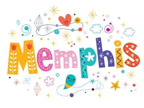 Memphis decorative type lettering text design Ilustração Stock