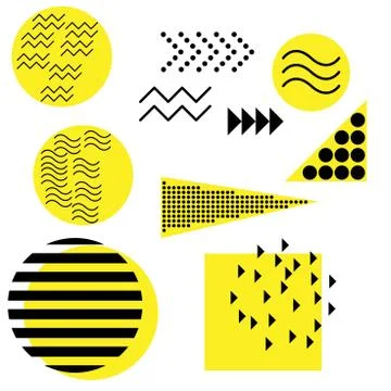 Memphis design elements. Retro funky graphic, 90s trends designs and vintage  Stock Illustration