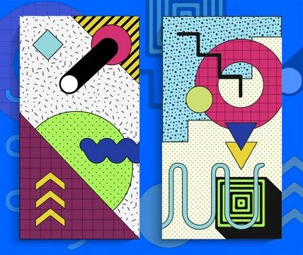 Memphis design elements. Retro funky graphic, 90s trends designs for your p.. Illustrazione stock