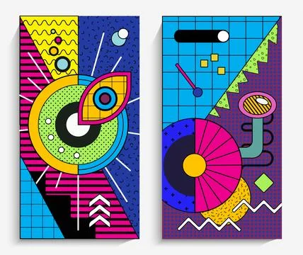 Memphis design elements. Retro funky graphic, 90s trends designs for your p.. Stock Illustration
