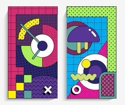 Memphis design elements. Retro funky graphic, 90s trends designs for your p.. Stock Illustration