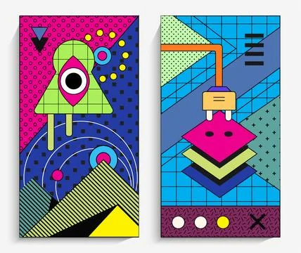 Memphis design elements. Retro funky graphic, 90s trends designs for your p.. Stock Illustration