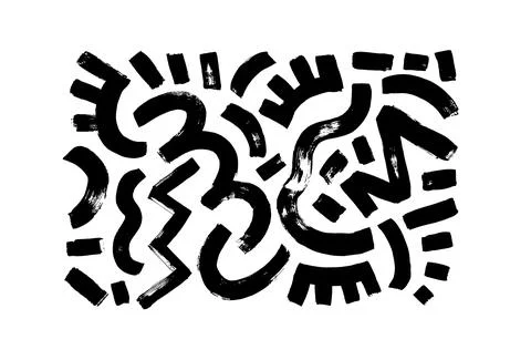 Memphis design hand drawn vector grunge elements. Stock Illustration