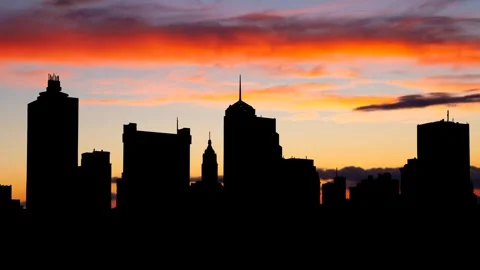 Memphis downtown cityscape at dusk, Time Lapse  with Colourful Clouds, Tennesse Stock Footage 249871687