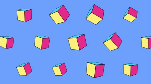 Memphis geometric colorful cubes pattern Video stock 166372653
