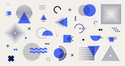 Memphis geometric elements. Abstract modern doodle geometry shapes, hipster Stock Illustration
