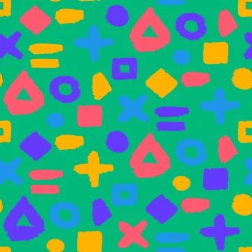 Memphis Geometric Pattern Retro Abstract Shapes Bright Colorful Design Stock Illustration