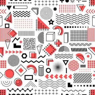 Memphis geometric seamless pattern abstract shapes 스톡 일러스트