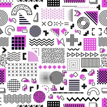 Memphis geometric seamless pattern background Stock Illustration