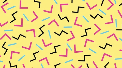 Memphis Geometric Shapes Pattern Background 90s 80s Yellow Stock Footage 94670951