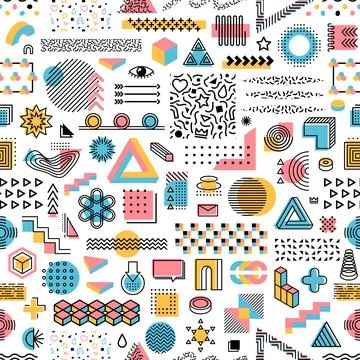 Memphis geometric shapes seamless pattern Stock Illustration