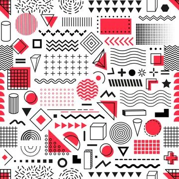 Memphis geometric shapes seamless pattern Stock Illustration