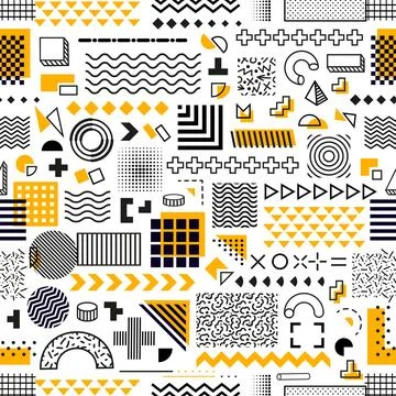 Memphis geometric shapes seamless pattern Stockillustratie