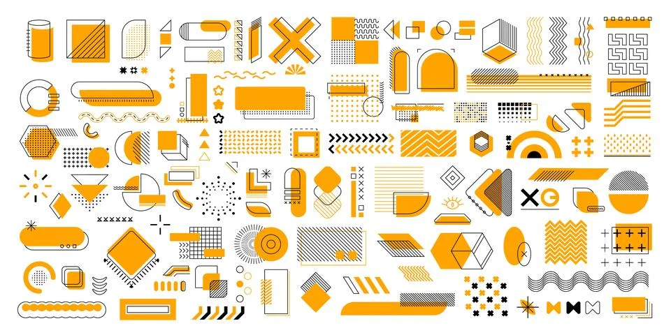 Memphis geometric shapes, vector collection of art 스톡 일러스트