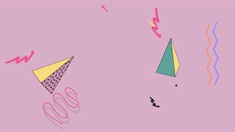 Memphis geometric waves and triangles pattern Stock Footage 167438397