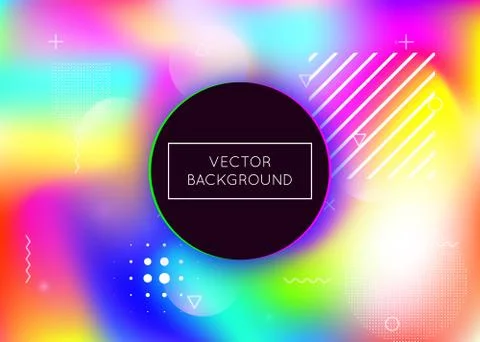 Memphis gradient background with liquid shapes. Dynamic holograp Stock Illustration