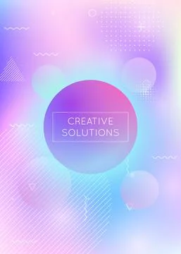 Memphis gradient background with liquid shapes. Dynamic holograp 스톡 일러스트