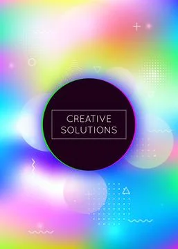 Memphis gradient background with liquid shapes. Dynamic holograp Illustrazione stock