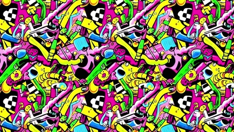 Memphis Horizontal Neon Wave – Seamless Animation Stock Footage 306456662