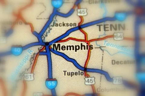 Memphis on a map Stock Photos