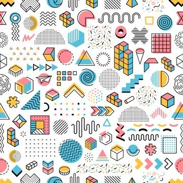 Memphis pattern background, abstract shapes Stock Illustration