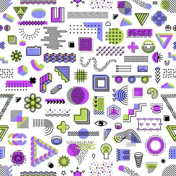 Memphis pattern background of geometric shapes Stock Illustration