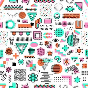 Memphis pattern, geometric shapes background Stock Illustration