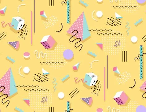 Memphis pattern of geometric shapes Stock Illustration