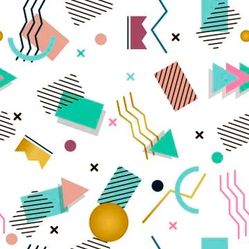 Memphis pattern of geometric shapes for tissue and postcards Stock Illustration