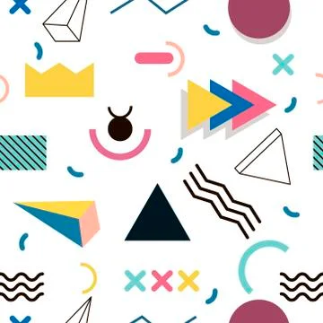 Memphis pattern of geometric shapes for tissue and postcards Stock Illustration