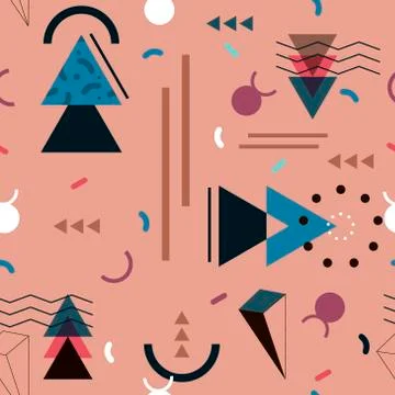 Memphis pattern of geometric shapes for tissue and postcards Stock Illustration