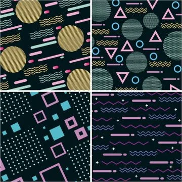 Memphis pattern retro set geometric design Stock Illustration