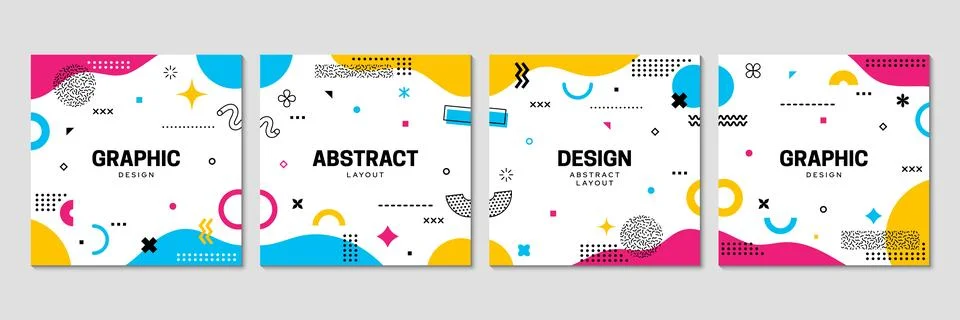 Memphis pattern square cover layout brochure 스톡 일러스트