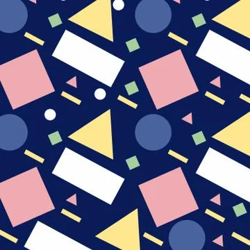 Memphis pattern triangle circle and square design 库存插图