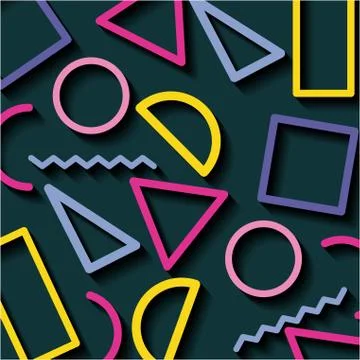 Memphis pattern triangle circle and square design Stock Illustration