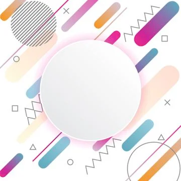 Memphis pattern on white background with circle sticker Stock Illustration