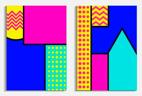 Memphis poster set. Geometric elements in the style of 80s.  Vector illustrat 스톡 일러스트