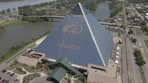Memphis Pyramid High Aerial Orbit Shot Stock Footage 229908415