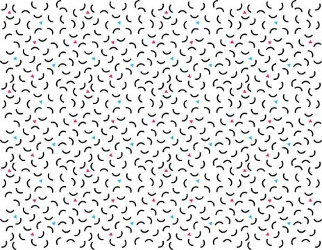 Memphis seamless pattern with arc geometric elements and triangles Illustrazione stock