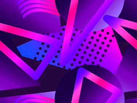 Memphis seamless pattern. Asymmetrical geometric objects gradient in the styl Stockillustratie