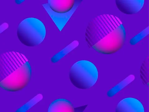 Memphis seamless pattern. Asymmetrical geometric objects gradient in the styl Illustrazione stock