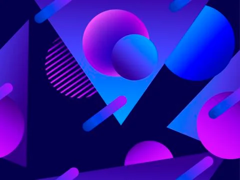 Memphis seamless pattern. Asymmetrical geometric objects gradient in the styl Stock-Illustration
