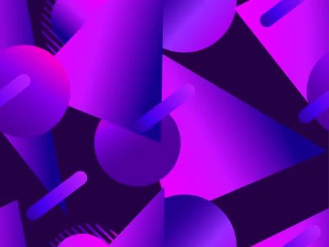 Memphis seamless pattern. Asymmetrical geometric objects gradient in the styl 스톡 일러스트