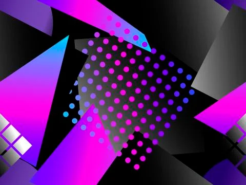 Memphis seamless pattern. Asymmetrical geometric objects gradient in the styl 库存插图