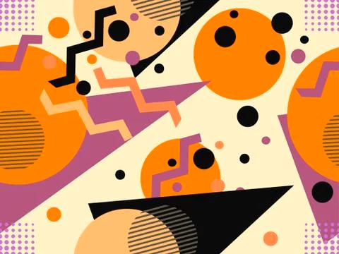 Memphis seamless pattern, autumn colors. Geometric abstract background in the Stock Illustration