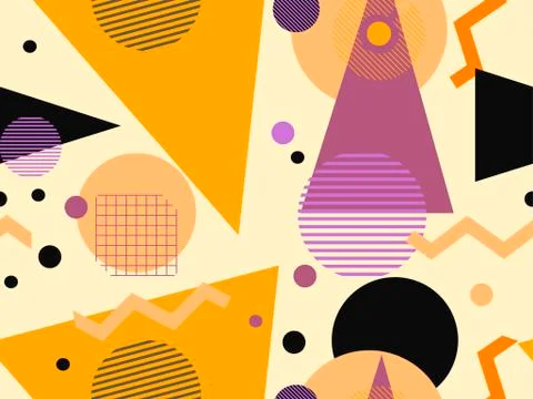 Memphis seamless pattern, autumn colors. Geometric abstract background in the Stock Illustration