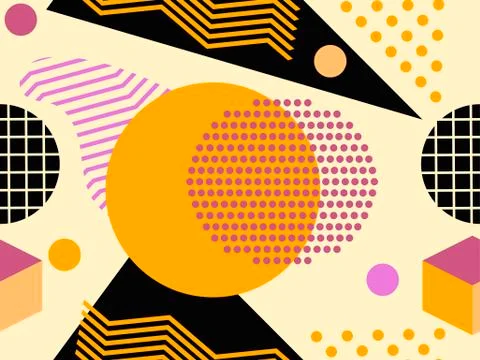 Memphis seamless pattern, autumn colors. Geometric abstract background in the Stock Illustration